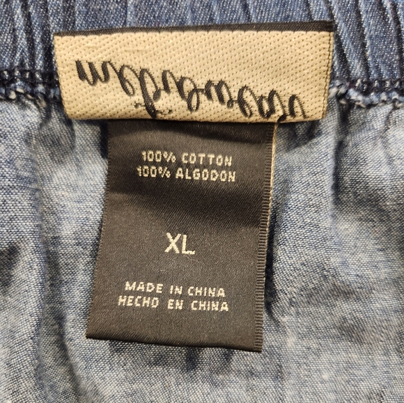 Denim Blue Layered Slip On Midi Skirt 100% Cotton - Picture 5 of 6